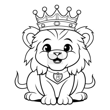 Ilustración de Lindo personaje de mascota de rey león con corona. Ilustración vectorial - Imagen libre de derechos