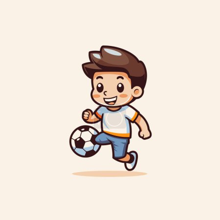 Téléchargez les illustrations : Joli petit garçon jouant au foot. Illustration vectorielle. Eps 10. - en licence libre de droit