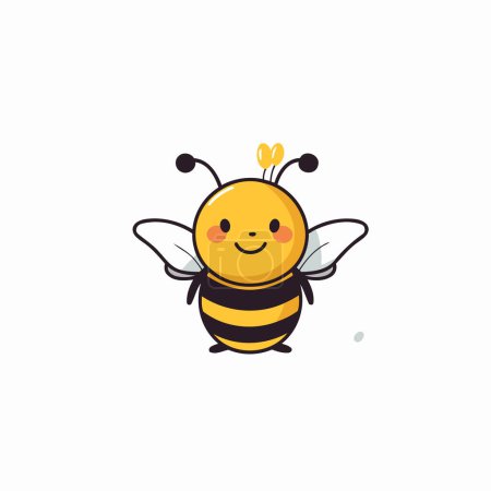Téléchargez les illustrations : Icône vectorielle abeille mignon isolé sur fond blanc. Cartoon style. - en licence libre de droit