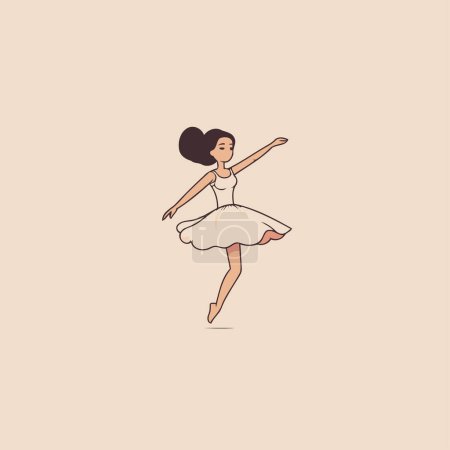 Ballerina in a white tutu. Vector illustration in flat style.