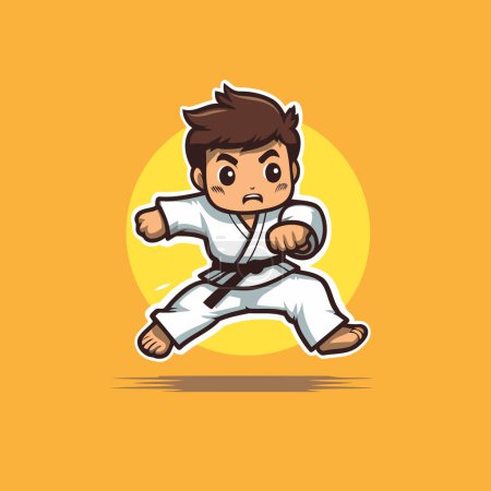Ilustración de Taekwondo. Caricatura karate boy. Ilustración vectorial. - Imagen libre de derechos