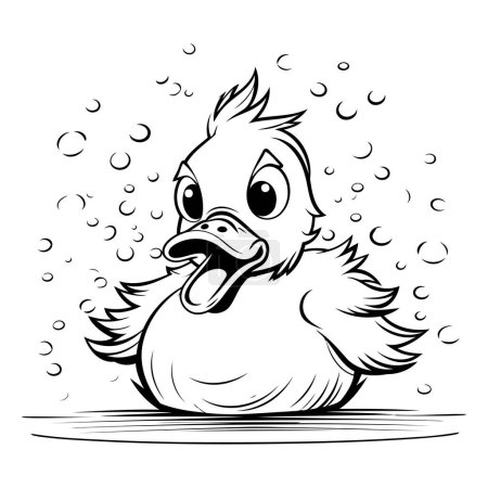 Illustration for Illustration of a cute duckling with water drops on its head - Royalty Free Image