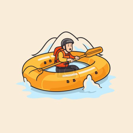 Illustration for Man on inflatable ring in water. Vector illustration in cartoon style. - Royalty Free Image