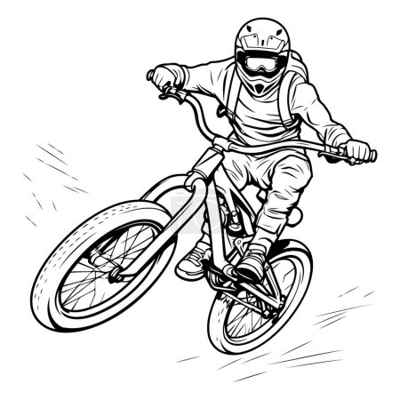 Ilustración de Bicicleta de montaña saltando en una bicicleta. Ilustración vectorial lista para corte de vinilo. - Imagen libre de derechos