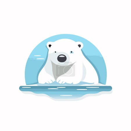 Téléchargez les illustrations : Ours polaire dans l'eau. Illustration vectorielle en style plat. - en licence libre de droit