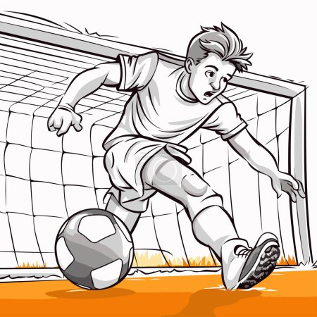Illustration for Soccer player kicking the ball. Vector illustration ready for vinyl cutting. - Royalty Free Image