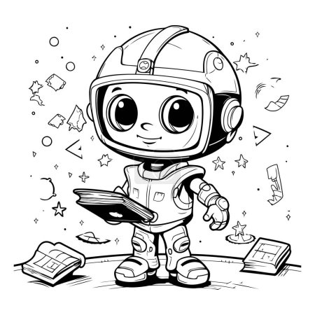 Illustration for Cute astronaut with book. Vector illustration of a cartoon astronaut. - Royalty Free Image