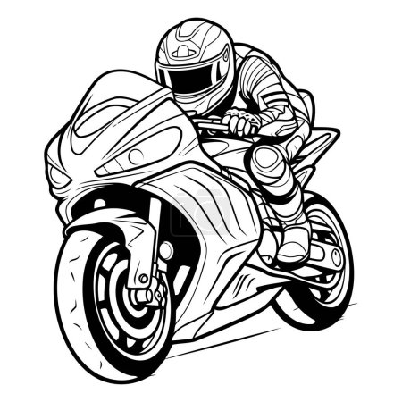 Motorrad-Rennfahrer. Vektorillustration eines Motorradfahrers.