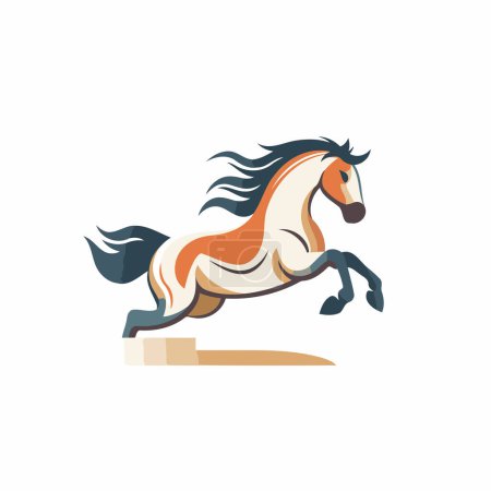 Illustration for Horse jumping on a white background. Vector illustration in flat style. - Royalty Free Image