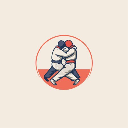 Ilustración de Plantilla de logotipo Taekwondo. Ilustración vectorial de un luchador taekwondo. - Imagen libre de derechos
