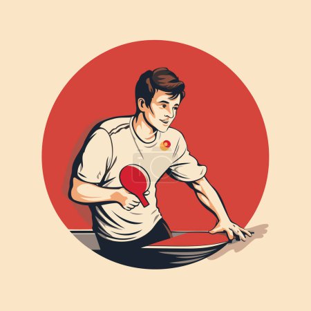 Illustration for Table tennis player. Vector illustration of a man playing table tennis. - Royalty Free Image