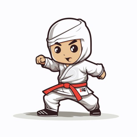 Ilustración de Taekwondo ilustración de vectores de personajes de dibujos animados. Dibujos animados taekwondo luchador - Imagen libre de derechos