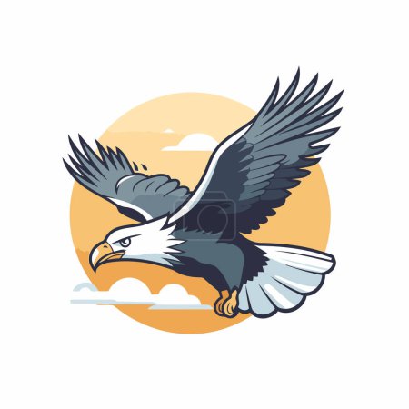 Illustration for Eagle flying in the sky. Vector illustration on white background. - Royalty Free Image