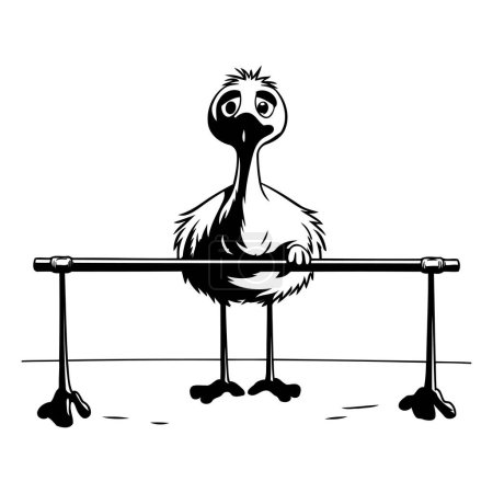 Téléchargez les illustrations : Une autruche assise sur un bar. Illustration vectorielle sur fond blanc. - en licence libre de droit