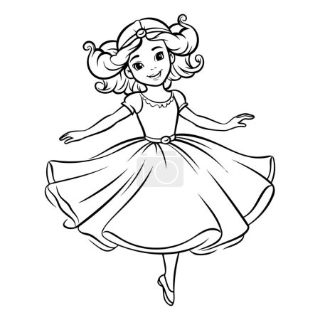 Téléchargez les illustrations : Jolie petite ballerine en robe. Illustration vectorielle. - en licence libre de droit