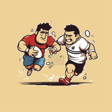 Téléchargez les illustrations : Deux joueurs de rugby se battant pour le ballon. Illustration vectorielle de deux joueurs de rugby. - en licence libre de droit