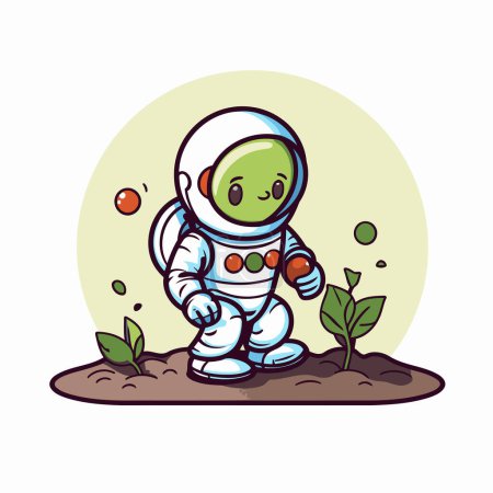 Illustration for Astronaut in the earth. Vector illustration of a cartoon character. - Royalty Free Image