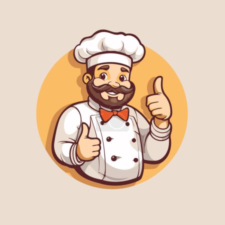 Illustration for Chef man with thumbs up. Vector illustration of a cartoon style. - Royalty Free Image