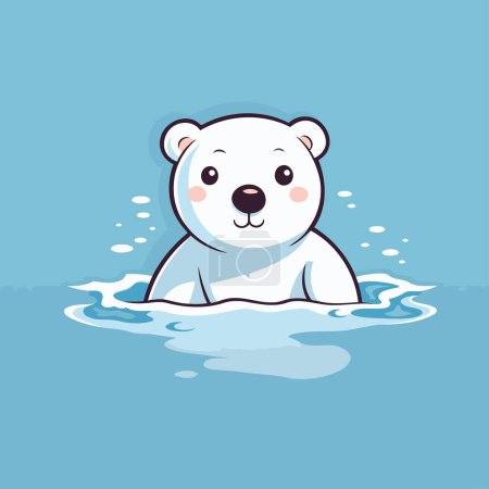 Téléchargez les illustrations : Beau dessin animé ours polaire nageant dans l'eau. Illustration vectorielle. - en licence libre de droit