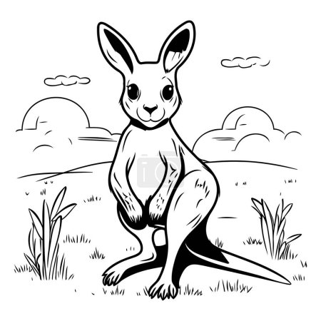 Illustration for Kangaroo sitting on the grass. Vector illustration in cartoon style. - Royalty Free Image