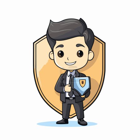 Illustration for Businessman with shield character vector illustration design. eps 10. - Royalty Free Image
