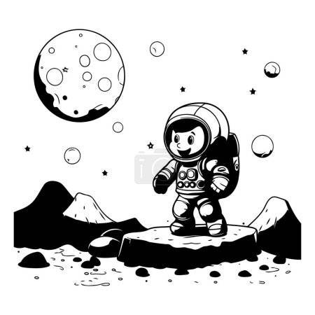Téléchargez les illustrations : Astronaute sur la lune. Illustration vectorielle d'un astronaute dans l'espace. - en licence libre de droit