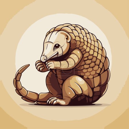 Téléchargez les illustrations : Illustration d'un armadillo sur fond beige. - en licence libre de droit