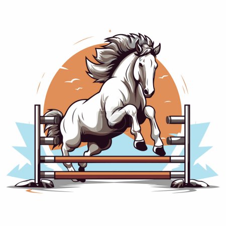 Horse jumping over obstacles. Vector illustration of a horse jumping over obstacles.