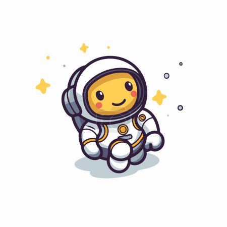 Illustration for Cute astronaut cartoon character on white background. Cute astronaut vector illustration. - Royalty Free Image