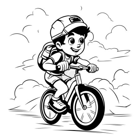 Illustration for Boy riding a bicycle. sketch for your design. Vector illustration. - Royalty Free Image