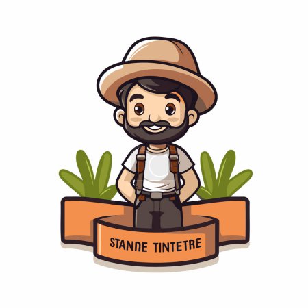 Jardinier avec chapeau et bretelles illustration vectorielle dessin animé design graphique