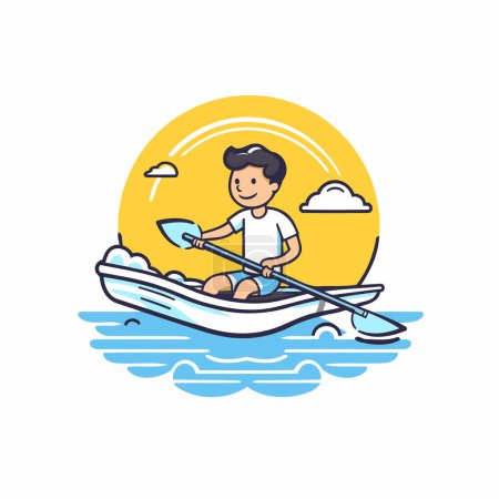 Illustration for Man in a kayak. Vector illustration on a white background. - Royalty Free Image