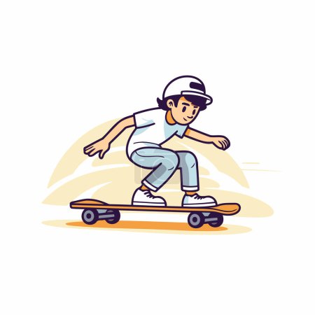 Illustration for Skateboarder riding on skateboard. Cartoon vector illustration. - Royalty Free Image