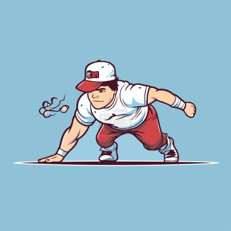 Téléchargez les illustrations : Joueur de baseball. Illustration vectorielle d'un joueur de baseball en action. - en licence libre de droit