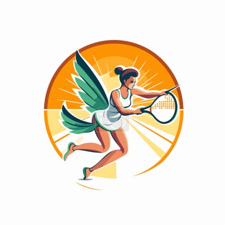 Téléchargez les illustrations : Joueur de tennis avec raquette et balle. Illustration vectorielle sur fond blanc. - en licence libre de droit