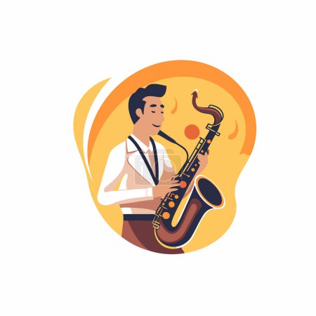Illustration for Saxophonist vector icon. Flat illustration of saxophonist vector icon for web design - Royalty Free Image