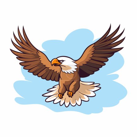 Illustration for Bald eagle flying in the sky. Vector illustration. Cartoon style. - Royalty Free Image