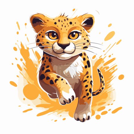 Ilustración de Cheetah. Lindo animal salvaje de dibujos animados. Ilustración vectorial. - Imagen libre de derechos