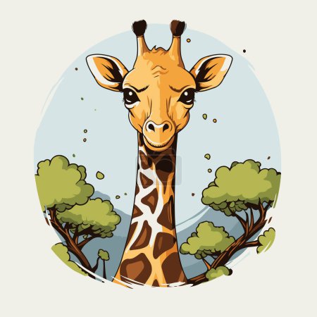 Illustration for Giraffe in the forest. Vector illustration in cartoon style. - Royalty Free Image