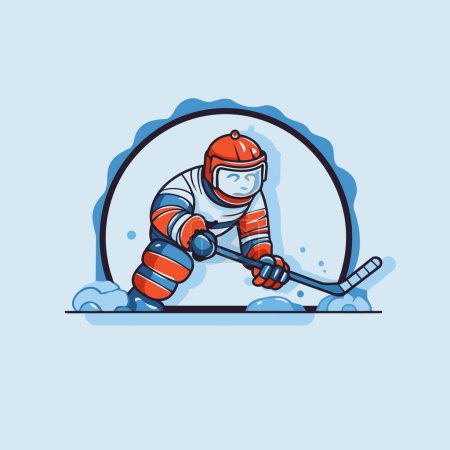 Illustration for Ice hockey player vector illustration. Ice hockey player with the stick. - Royalty Free Image