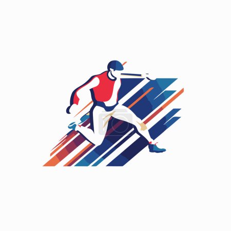Illustration for Running man logo design template. Athlete running vector logo design. - Royalty Free Image