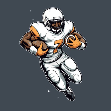 Téléchargez les illustrations : Un footballeur américain en action. Illustration vectorielle pour t-shirt imprimé - en licence libre de droit