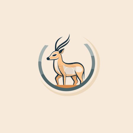 Téléchargez les illustrations : Modèle de conception logo cerf. Illustration vectorielle de l'icône antilope. - en licence libre de droit