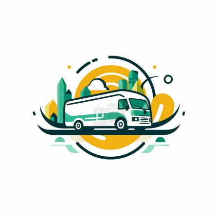 Téléchargez les illustrations : Modèle de conception de logo vectoriel camping. Icône camping-car. Logotype d'agence de voyage. - en licence libre de droit