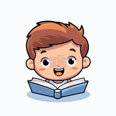 Illustration for Cute boy reading a book over white background. colorful design. vector illustration - Royalty Free Image