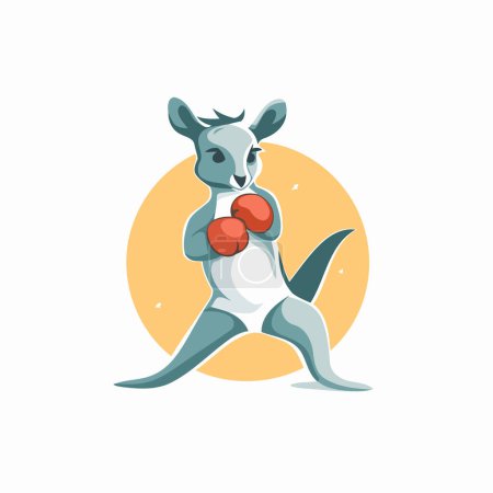 Illustration for Kangaroo with red balls. Cartoon kangaroo vector illustration - Royalty Free Image