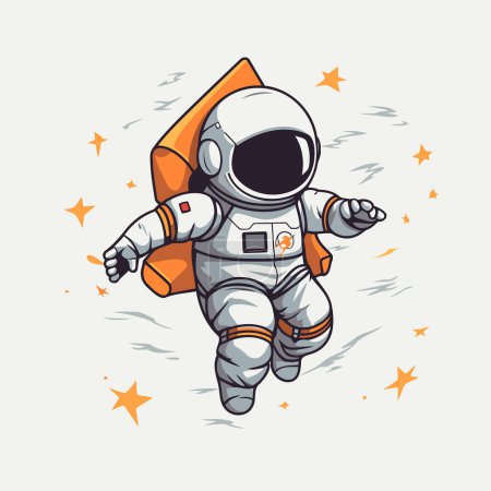 Illustration for Astronaut flying in space. Vector illustration of astronaut in space suit. - Royalty Free Image