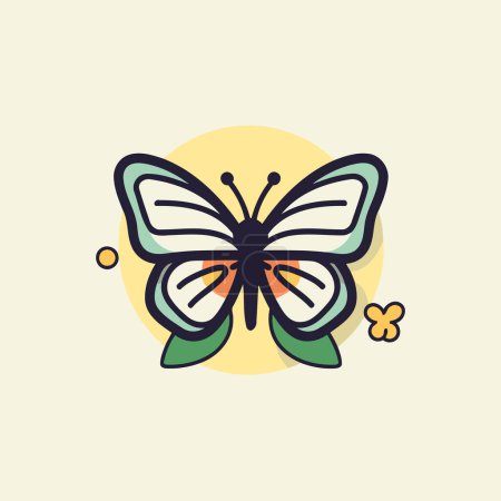 Illustration for Butterfly icon. Vector illustration in flat style. Butterfly logo. - Royalty Free Image