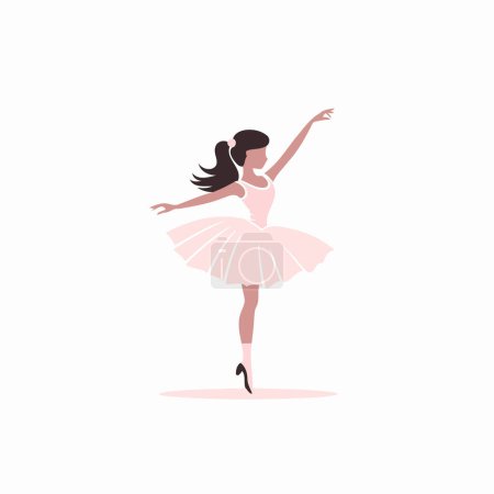 Ballerina in a white tutu. Vector illustration in flat style