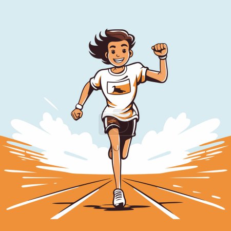 Téléchargez les illustrations : L'homme qui court. Illustration vectorielle d'un homme faisant du jogging sur une piste. - en licence libre de droit
